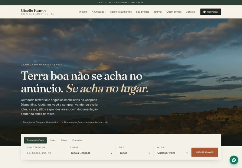Página inicial do site Giselle Ramos
